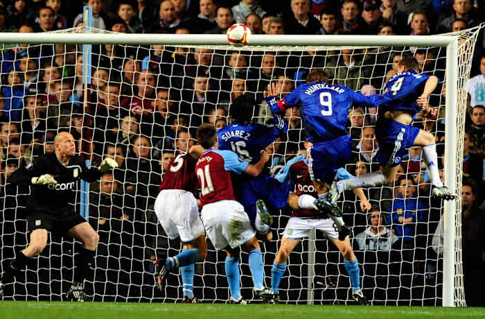 An action shot taken during Aston Villa's 2-1 win over Ajax in the UEFA Cup in October 2008